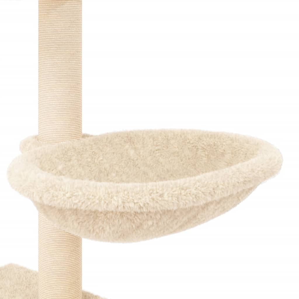 vidaXL Drapak dla kota z sizalowymi słupkami, kremowy, 117 cm