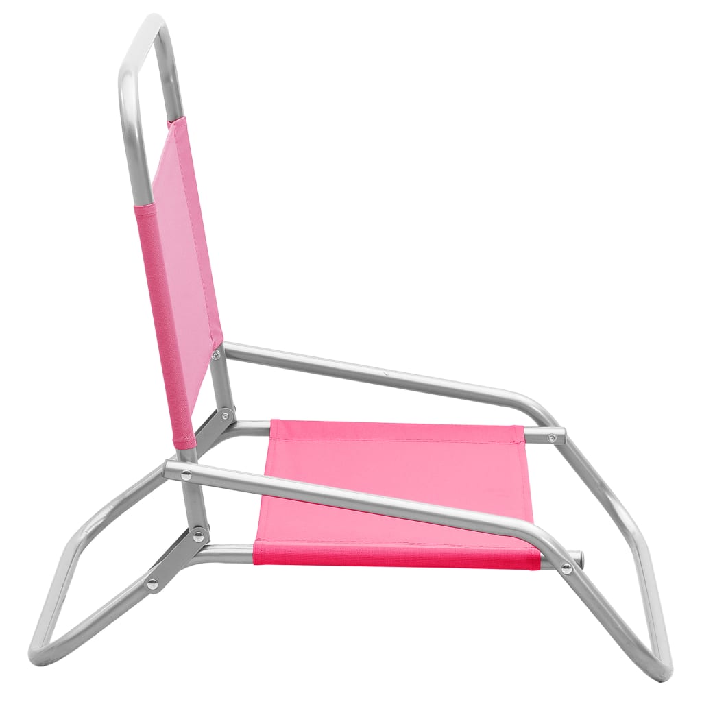 vidaXL Składane krzesła plażowe, 2 szt., różowe, obite tkaniną