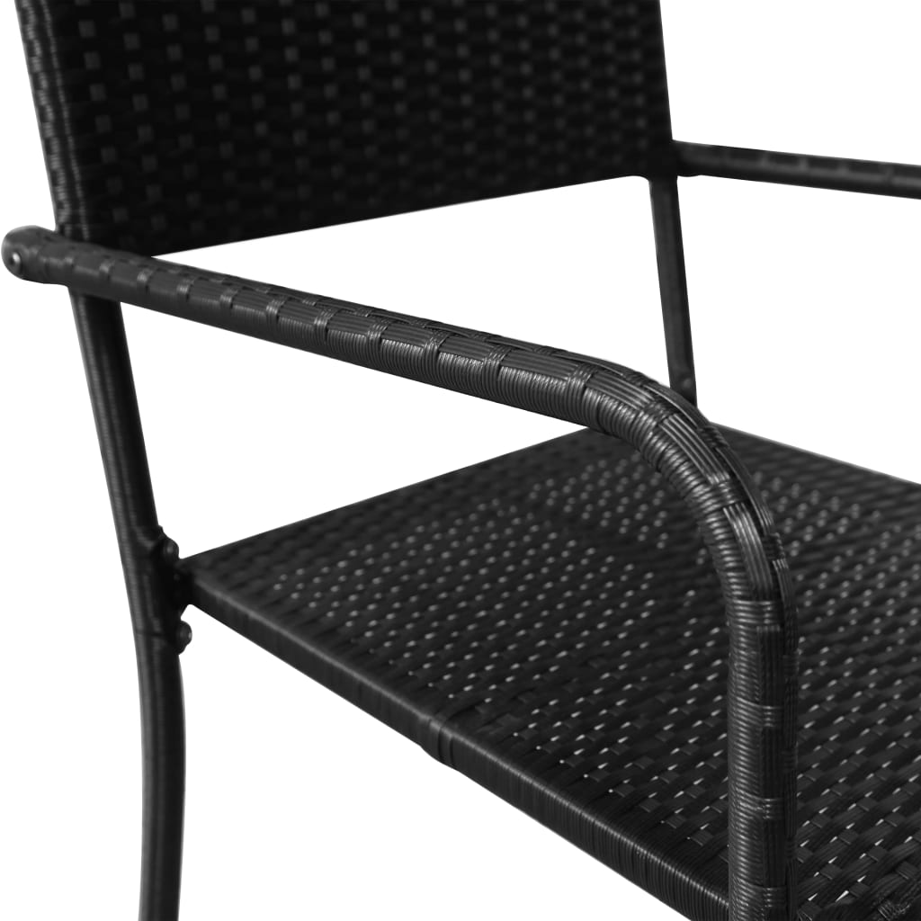 vidaXL Krzesła ogrodowe, 6 szt., polirattan, czarne