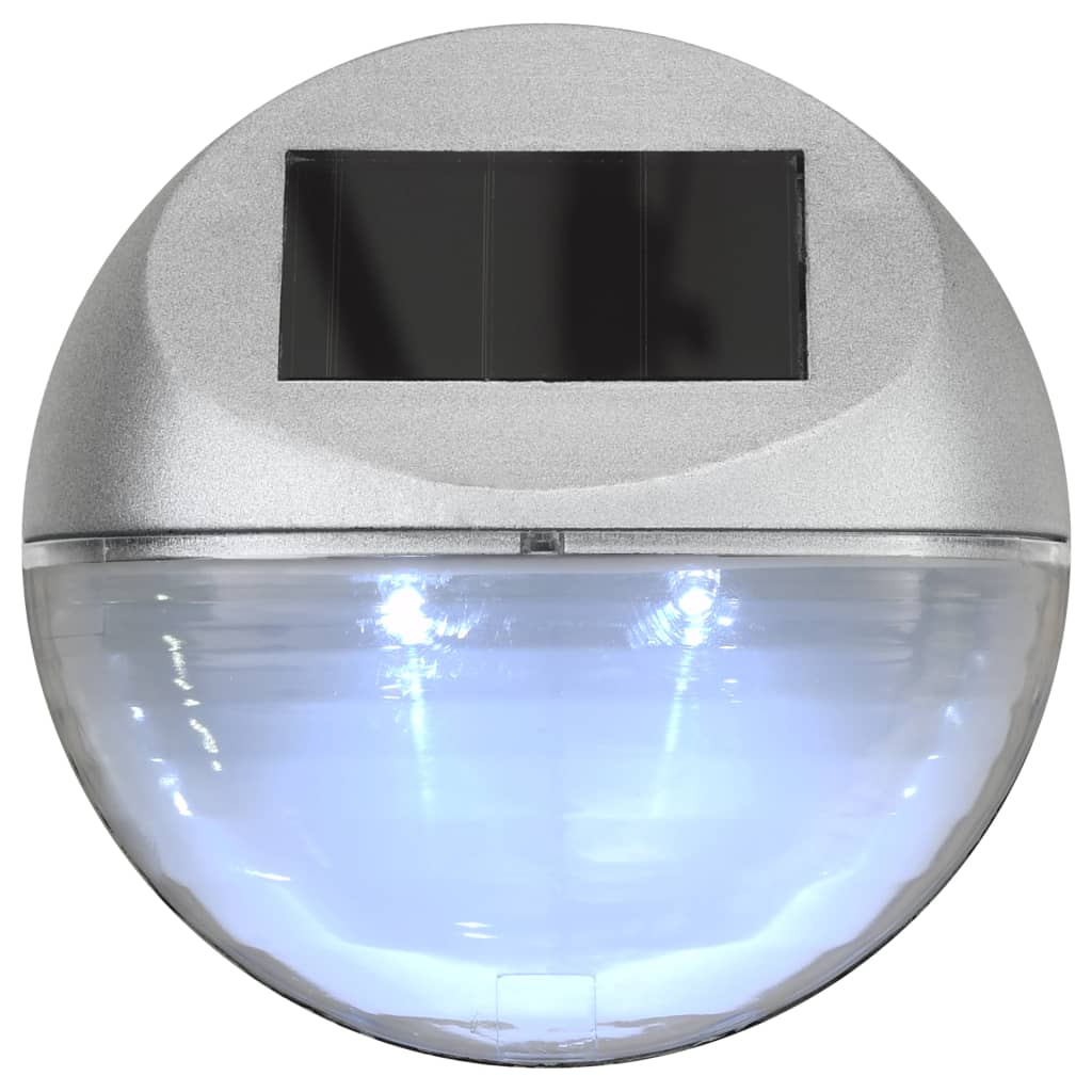 vidaXL Ścienne lampy solarne LED na zewnątrz, 12 szt, okrągłe, srebrne