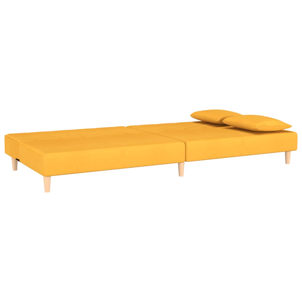 vidaXL 2-osobowa kanapa, 2 poduszki, żółta, tapicerowana tkaniną