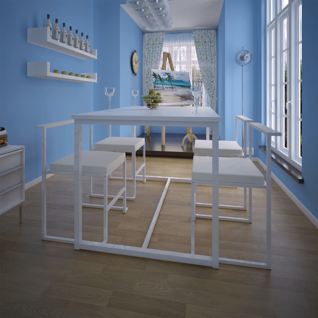 vidaXL 5-elementowy zestaw do jadalni: stół i krzesła, biały