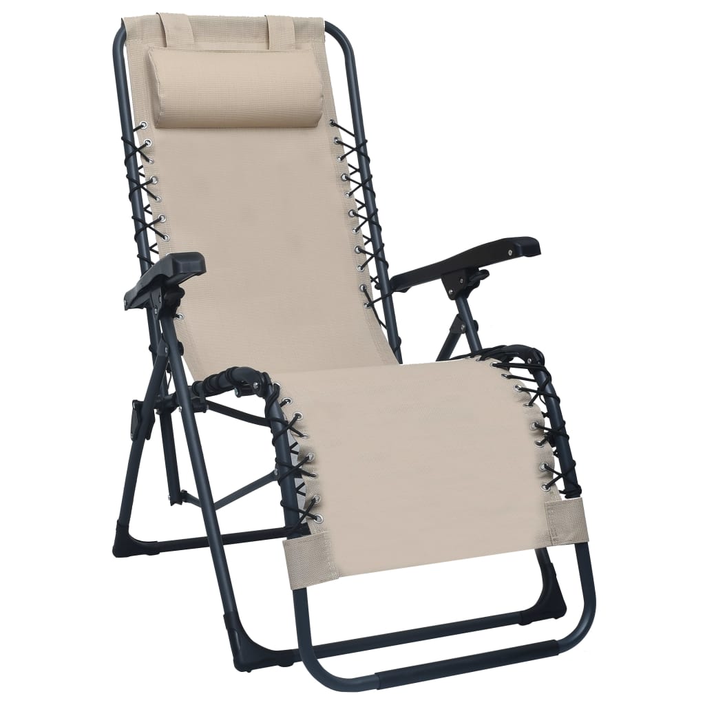 vidaXL Składane krzesło tarasowe, kremowe, textilene