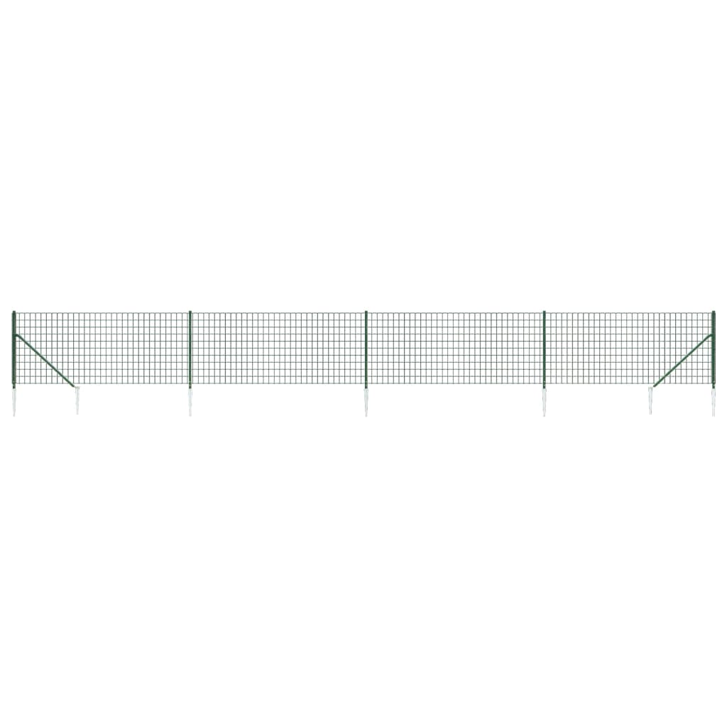 vidaXL Ogrodzenie z siatki, z kotwami, zielone, 1,1x10 m