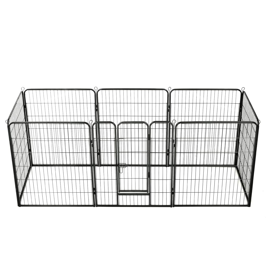 vidaXL Kojec dla psów, 8 paneli, stalowy, czarny, 80 x 100 cm