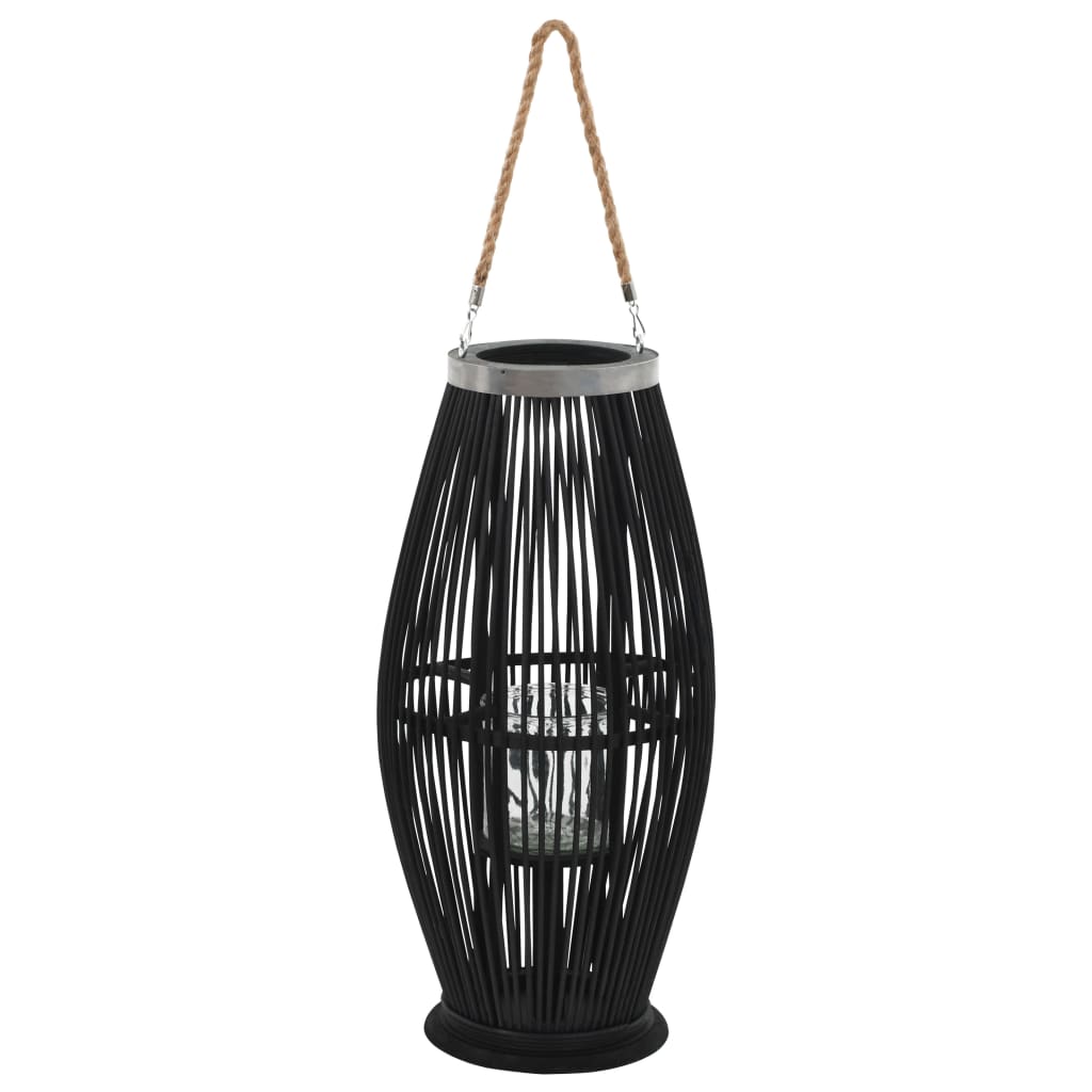 vidaXL Wiszący lampion na świece, bambusowy, czarny, 60 cm