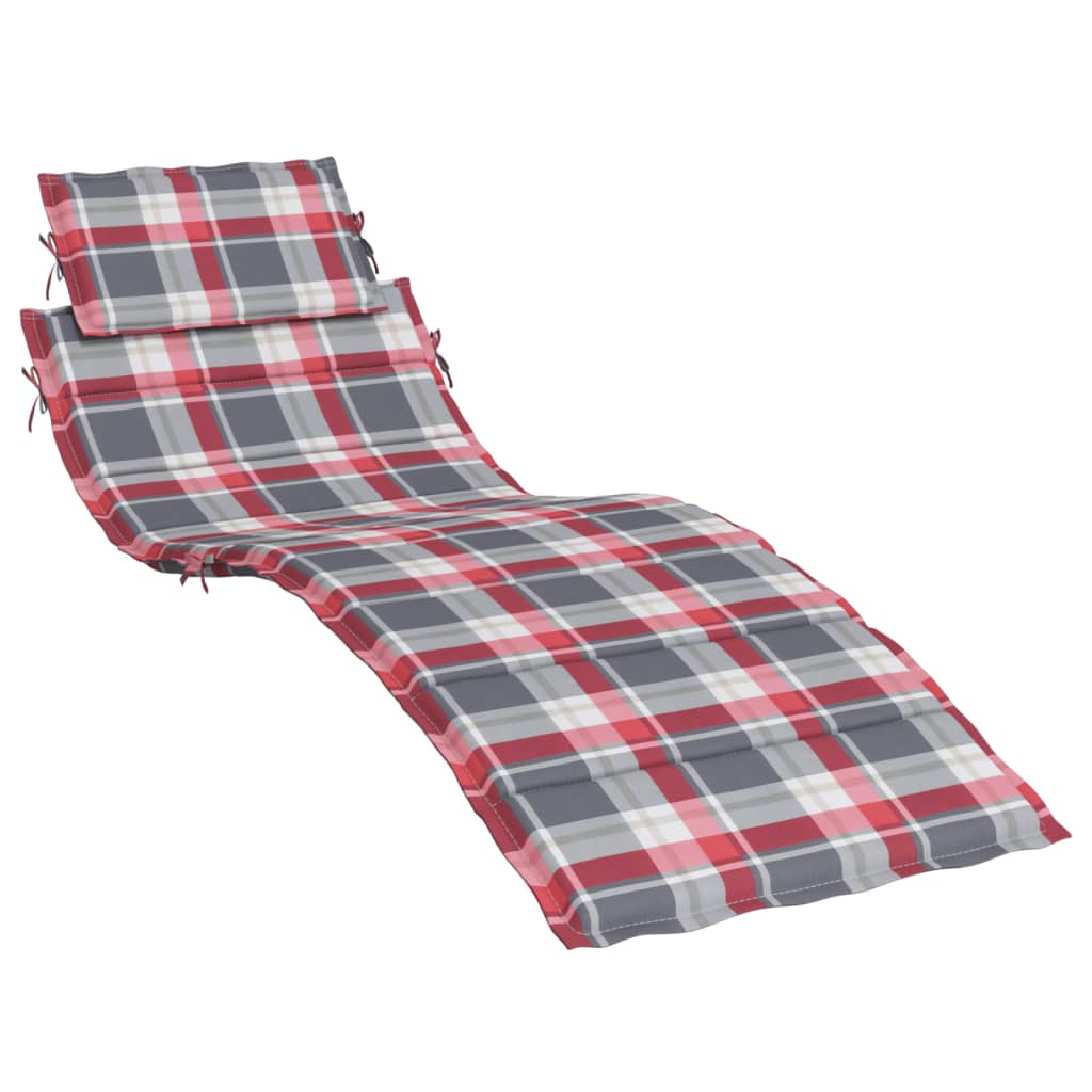 vidaXL Poduszka na leżak, czerwona krata, 186x58x3 cm, tkanina Oxford