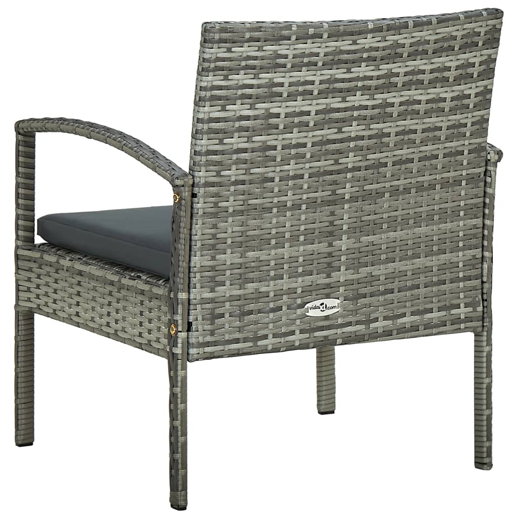 vidaXL Krzesło ogrodowe z poduszką, polirattan, szare