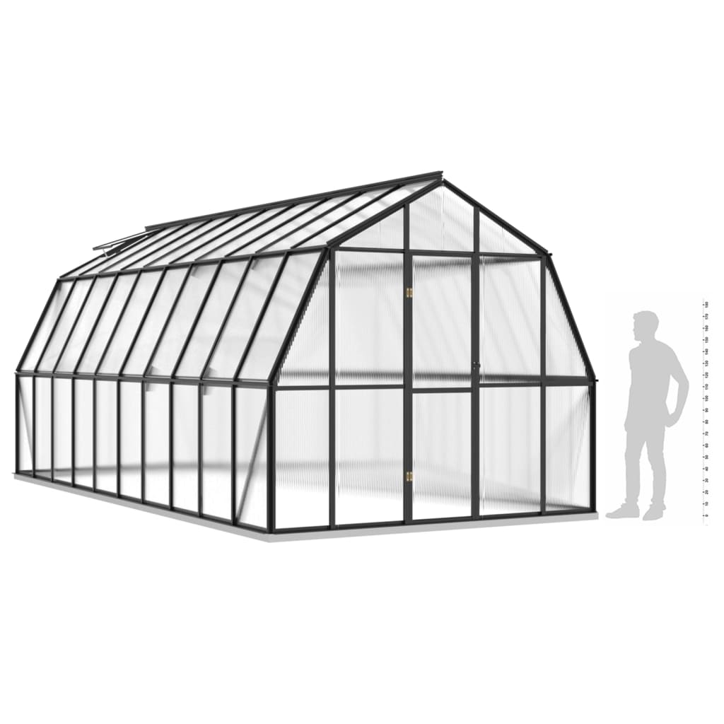 vidaXL Szklarnia z ramą podstawy, antracytowa, 16,64 m², aluminiowa