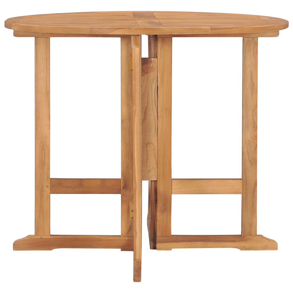 vidaXL Składany stół ogrodowy, Ø90x75 cm, lite drewno tekowe
