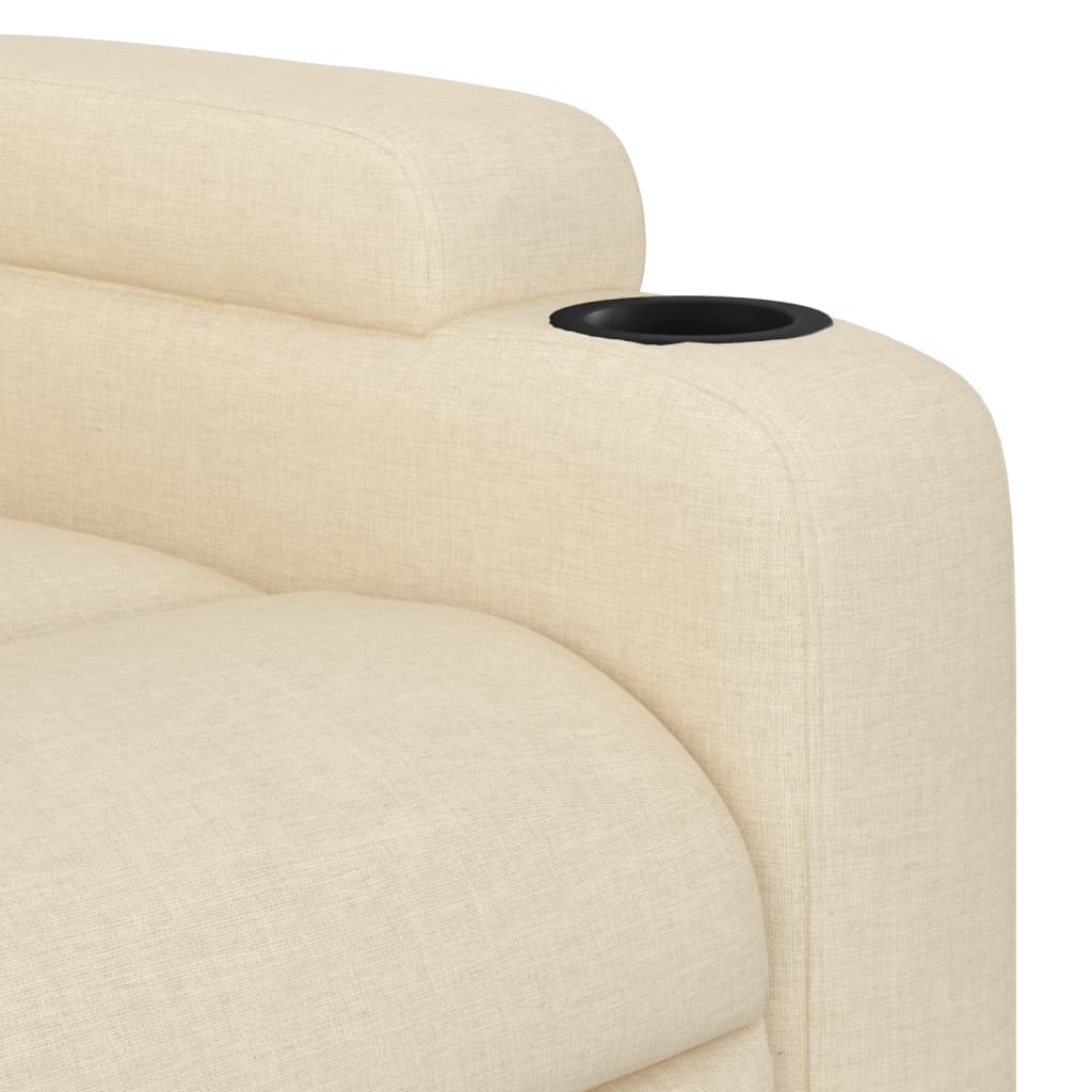 vidaXL Rozkładany fotel masujący, kremowy, obity tkaniną