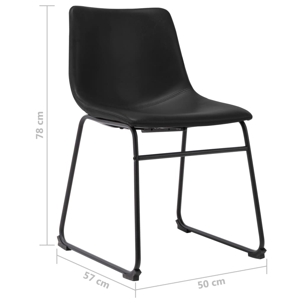 vidaXL Krzesło stołowe, czarne, sztuczna skóra