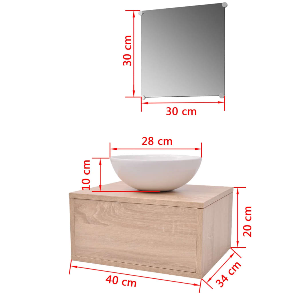 vidaXL 3-częściowy zestaw do łazienki z umywalką, beżowy