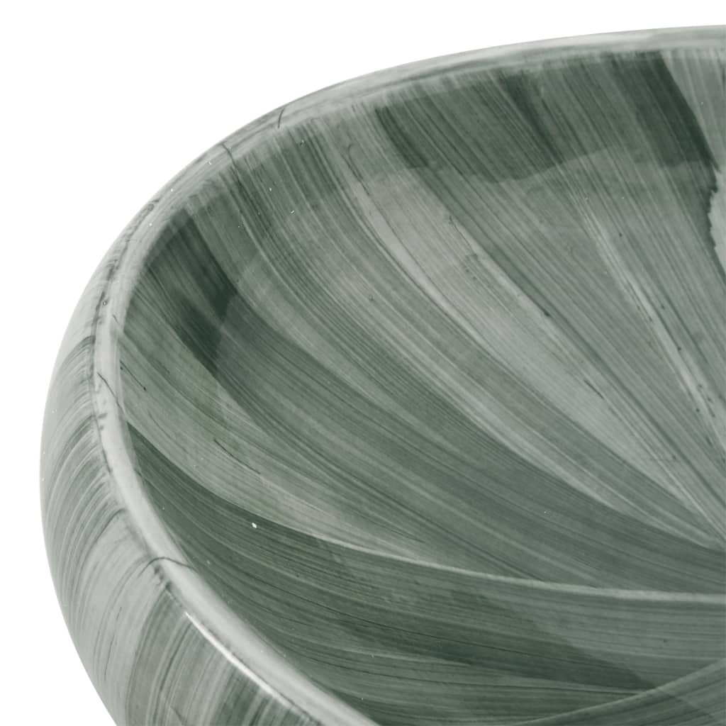 vidaXL Umywalka nablatowa, zielona, owalna, 59x40x15 cm, ceramiczna