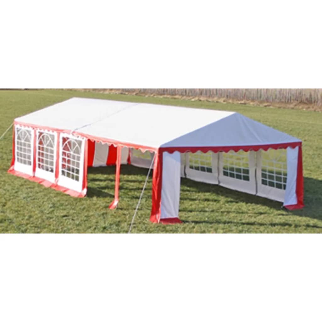 vidaXL Pokrycie namiotu (dach i ścianki), 10x5 m, czerwono-białe