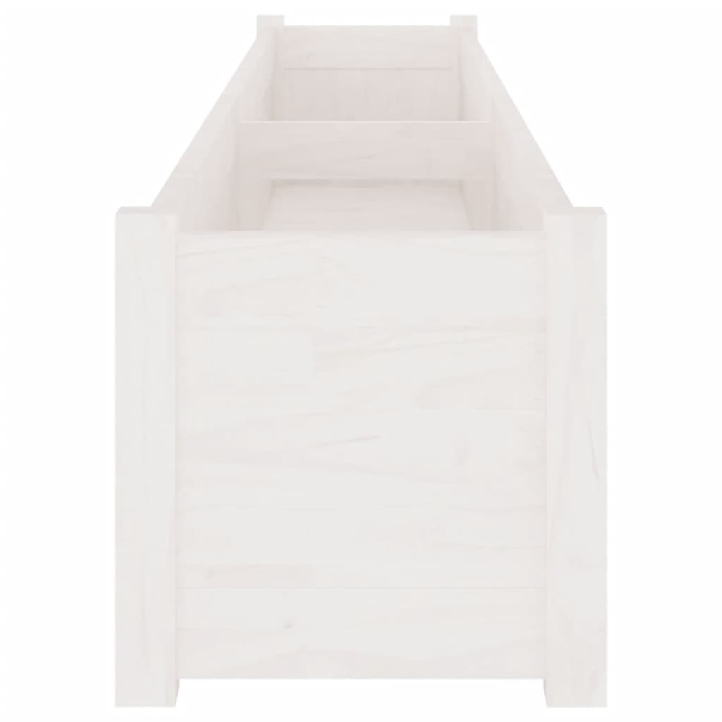 vidaXL Donica ogrodowa, biała, 200x31x31 cm, lite drewno sosnowe