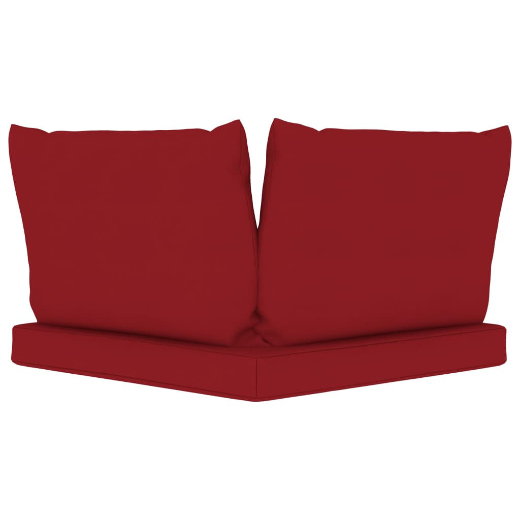 vidaXL Ogrodowa sofa 2-os. z palet, z czerwonymi poduszkami, sosna