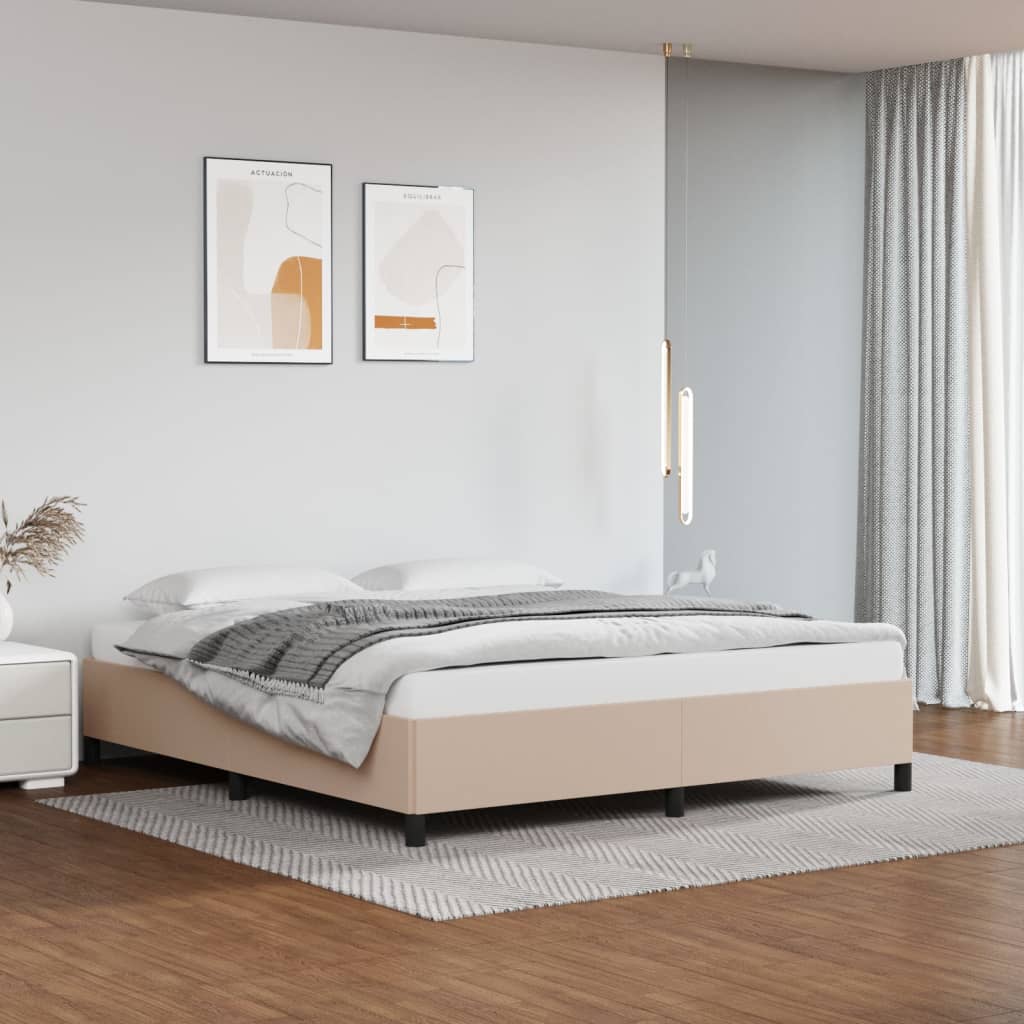 vidaXL Rama łóżka, kolor cappuccino, 160x200 cm, sztuczna skóra