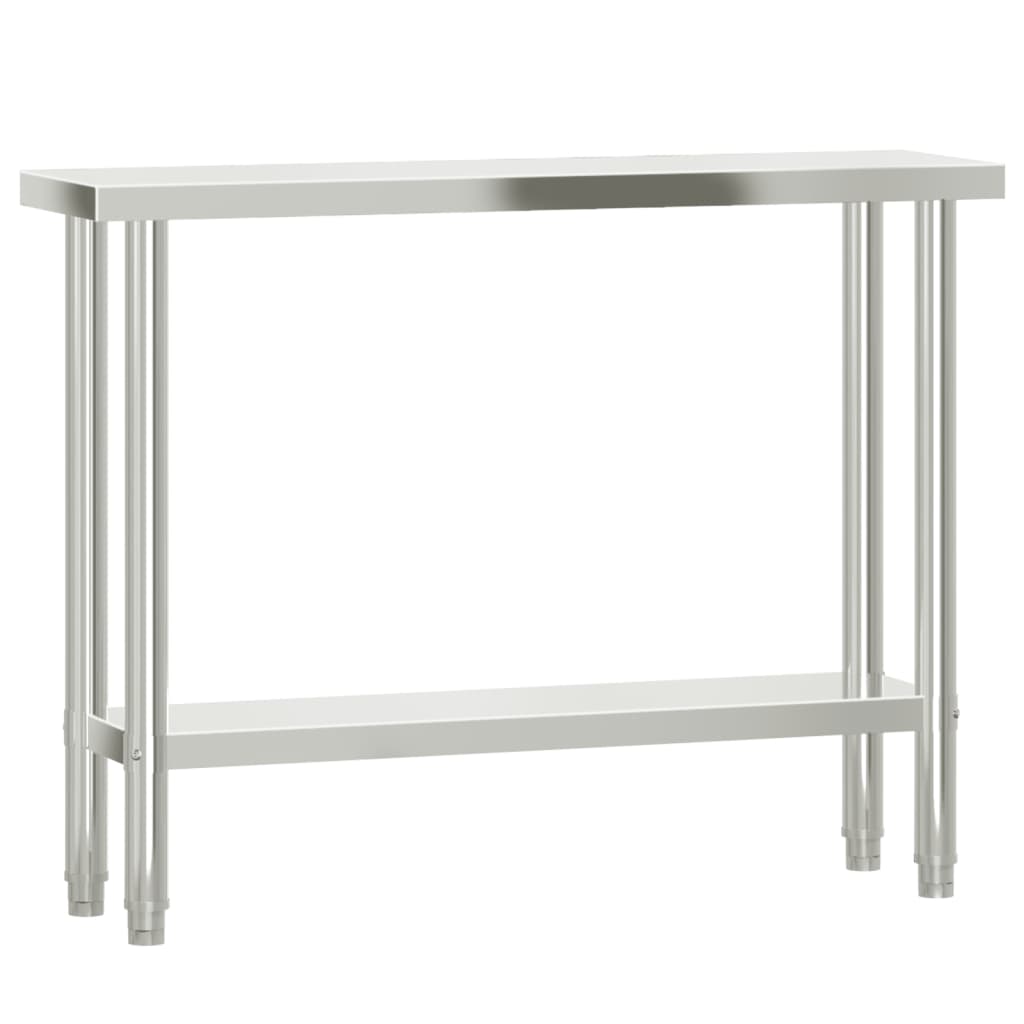 vidaXL Kuchenny stół roboczy z półką, 110x30x150 cm, stal nierdzewna