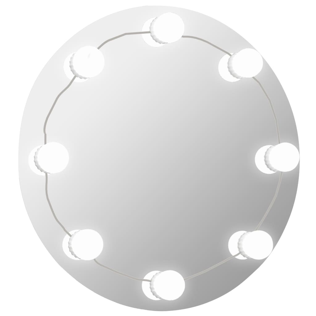 vidaXL Lustro ścienne z lampkami LED, okrągłe, szklane