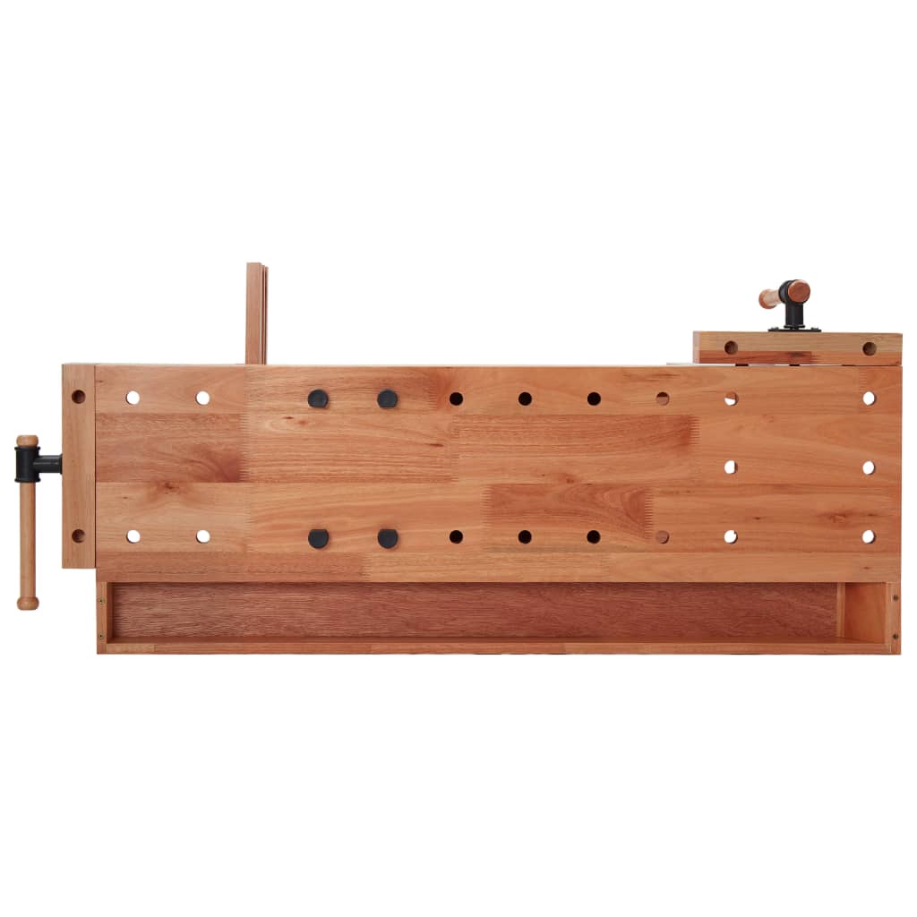 vidaXL Stolarski stół warsztatowy z szufladą i 2 imadłami, drewniany