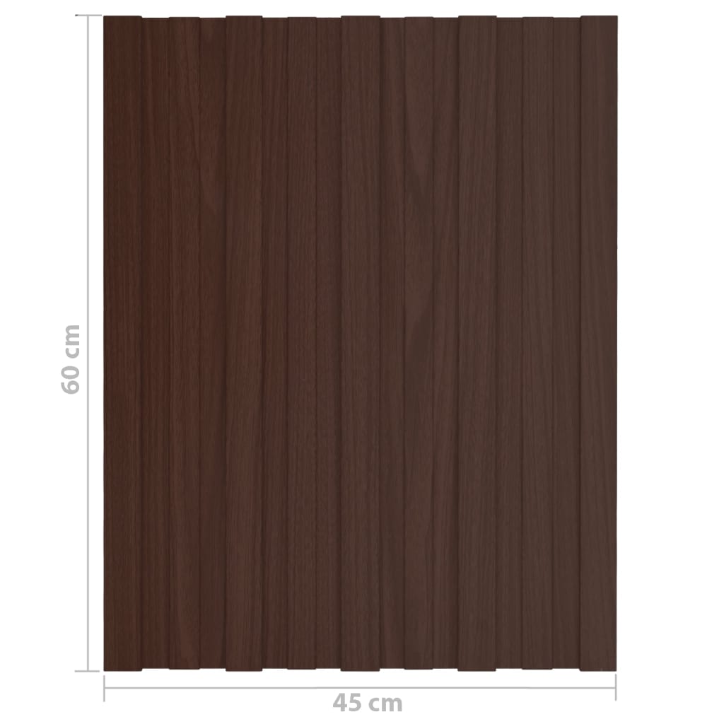 vidaXL Panele dachowe, 12 szt., stal galwanizowana, brązowe, 60x45 cm