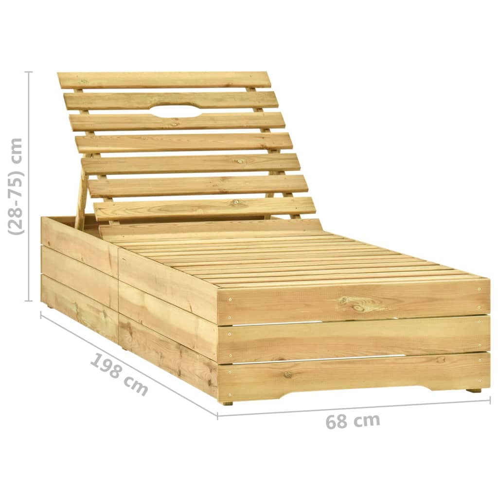 vidaXL Leżak z kremową poduszką, impregnowane drewno sosnowe
