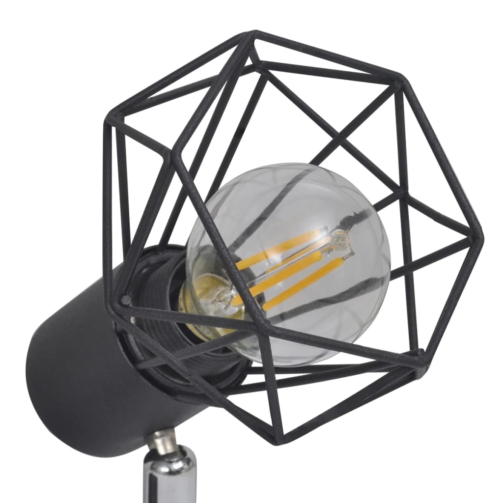 Lampa w industrialnym stylu z 4 reflektorami LED, czarna