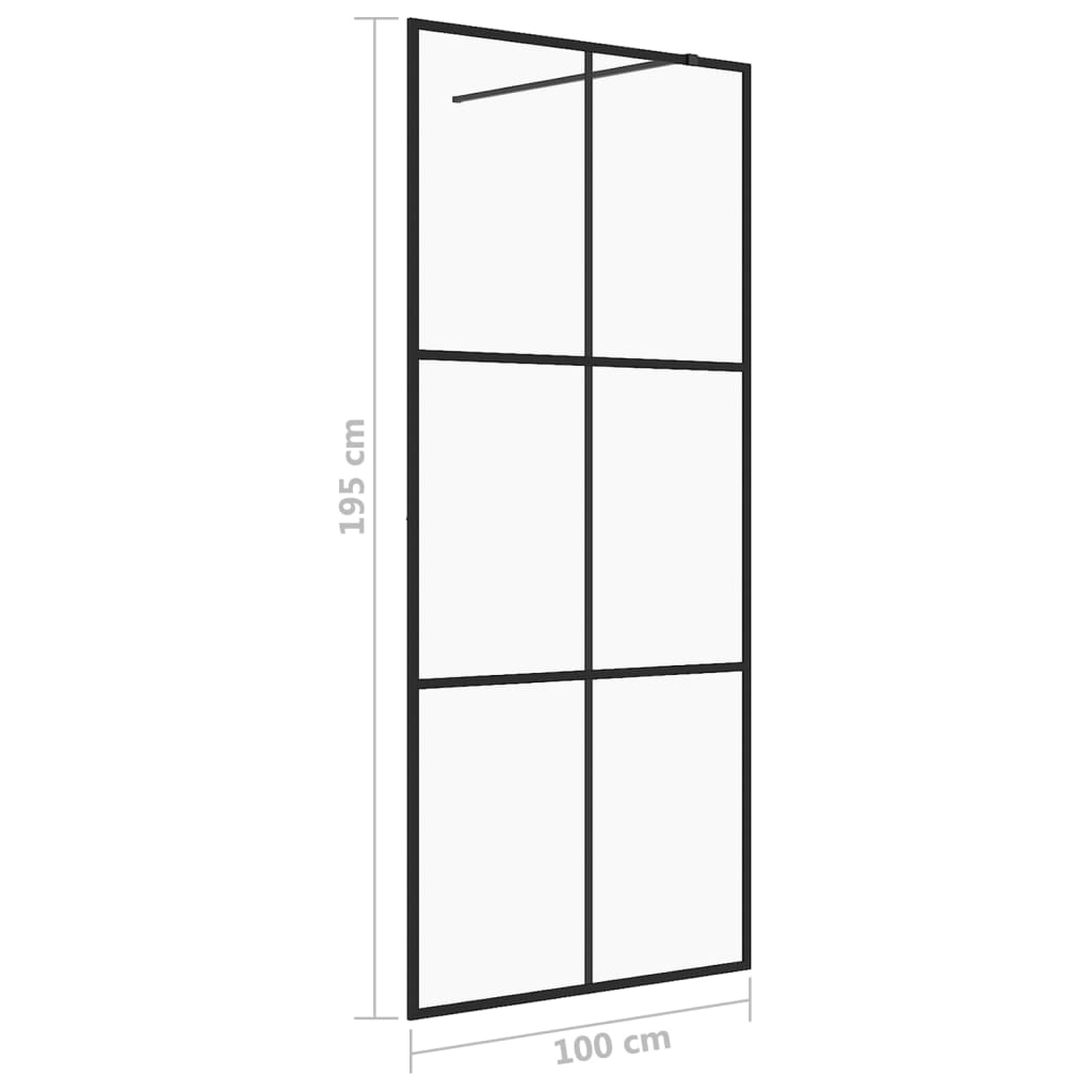 vidaXL Ścianka prysznicowa, przezroczyste szkło ESG, 100x195cm, czarna