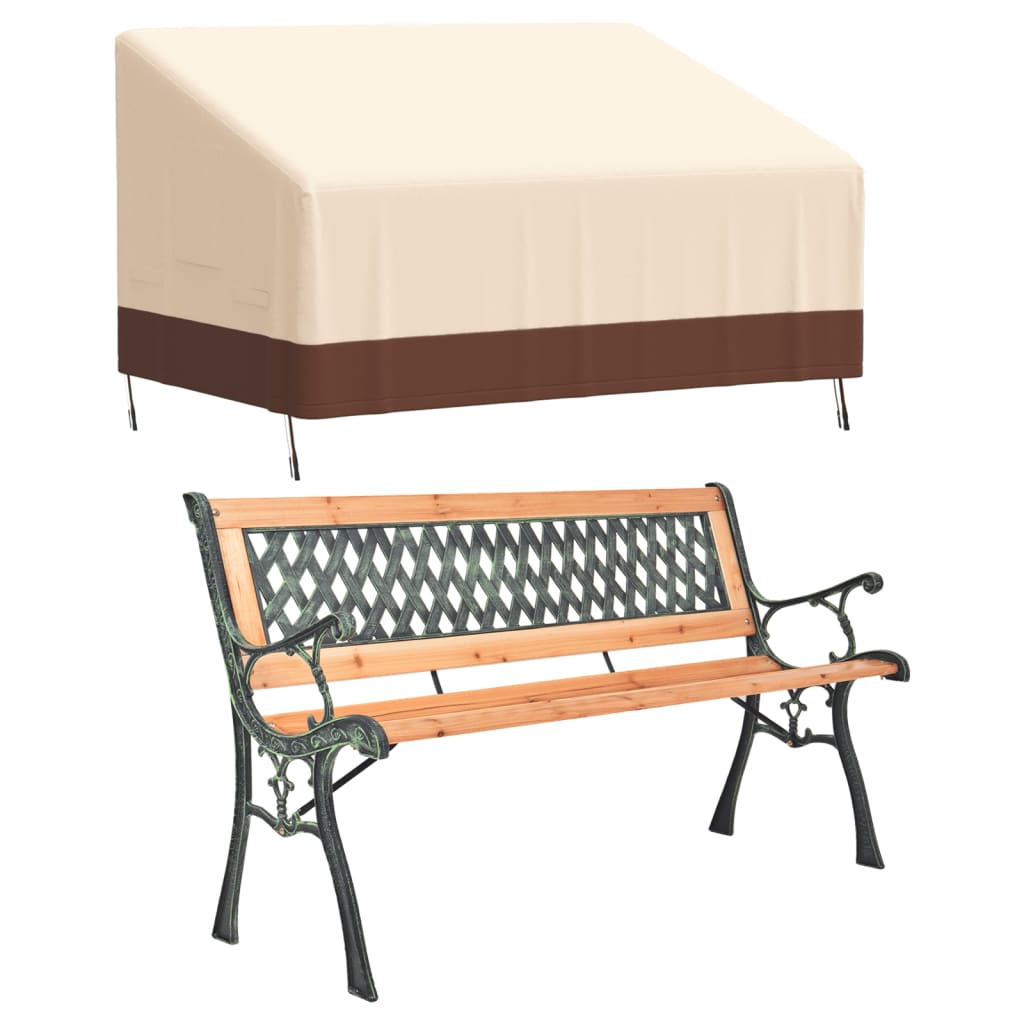 vidaXL Pokrowiec na ławkę 2-osobową, beżowy, 137x97x48/74 cm, tkanina