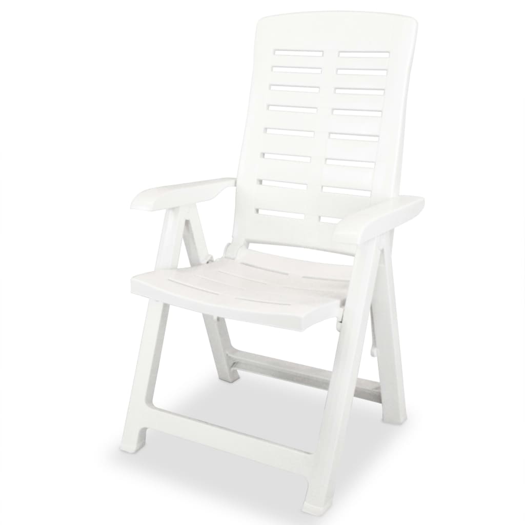vidaXL Rozkładane krzesło ogrodowe, 2 szt., plastikowe, białe