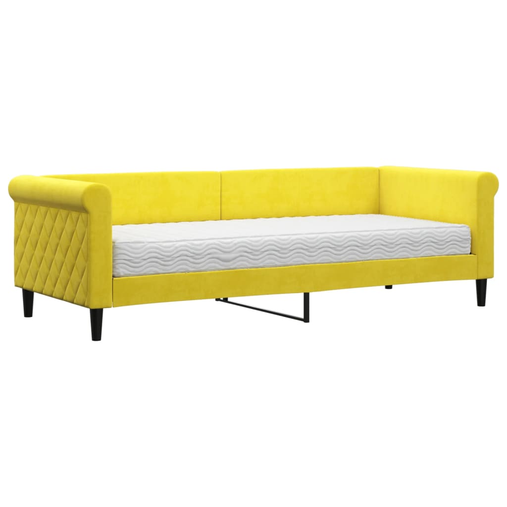 vidaXL Sofa z materacem do spania, żółta, 80x200 cm, aksamit