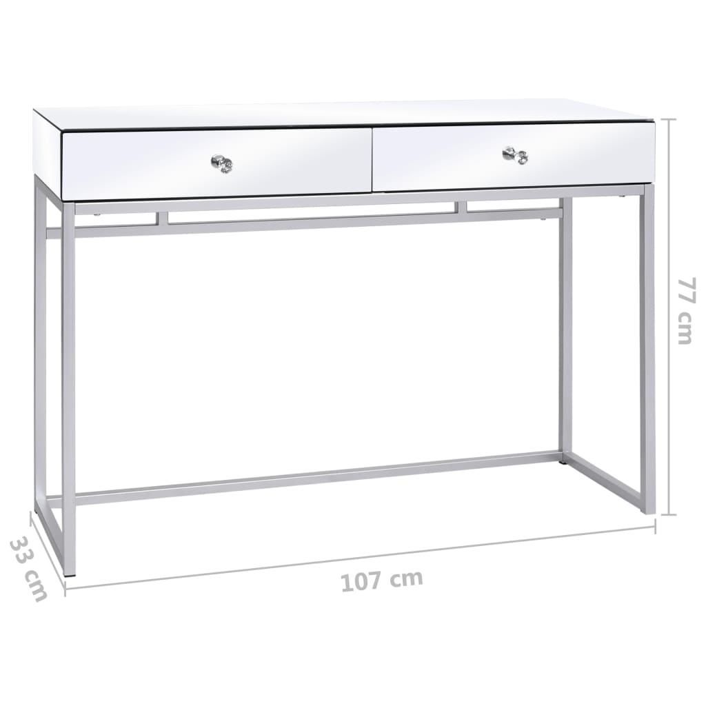 vidaXL Lustrzany stolik typu konsola, stal i szkło, 107x33x77 cm