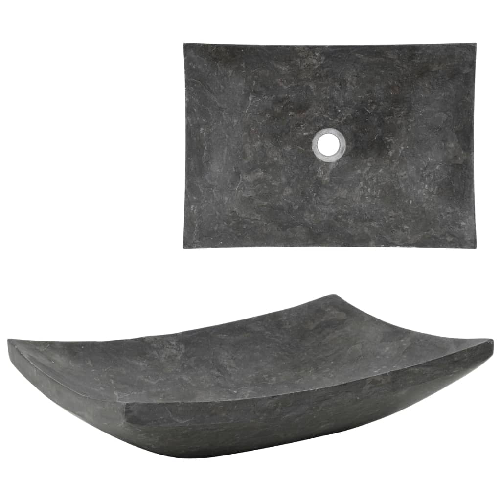 vidaXL Umywalka, 50 x 35 x 12 cm, marmurowa, czarna