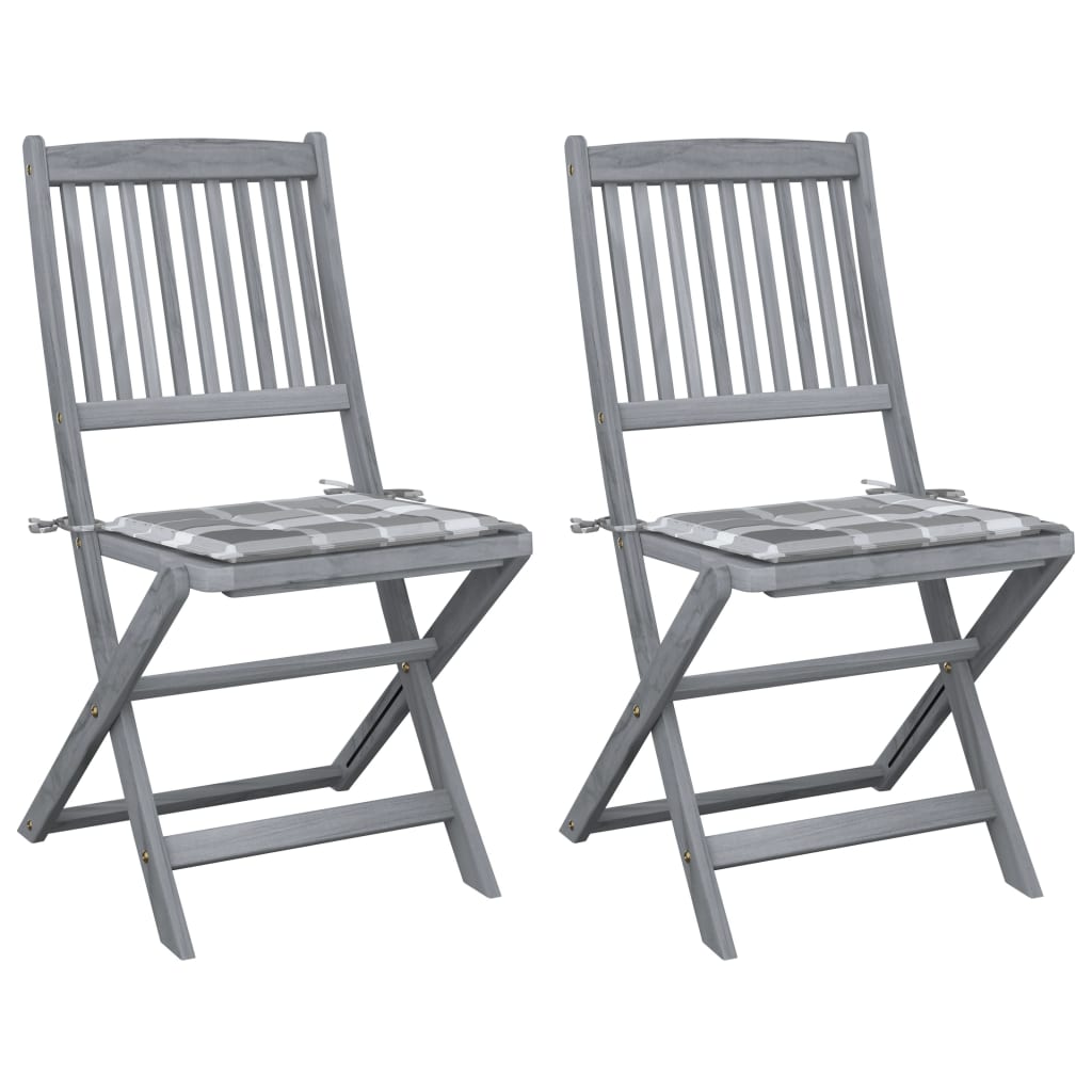 vidaXL Składane krzesła ogrodowe z poduszkami, 2 szt., drewno akacjowe