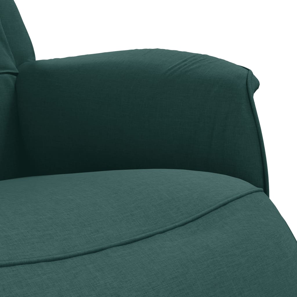 vidaXL Fotel rozkładany z podnóżkiem, ciemnozielony, tkanina