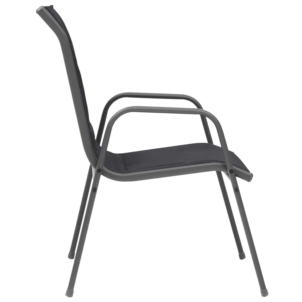 vidaXL Krzesła ogrodowe, sztaplowane, 4 szt., stal i Textilene, czarne