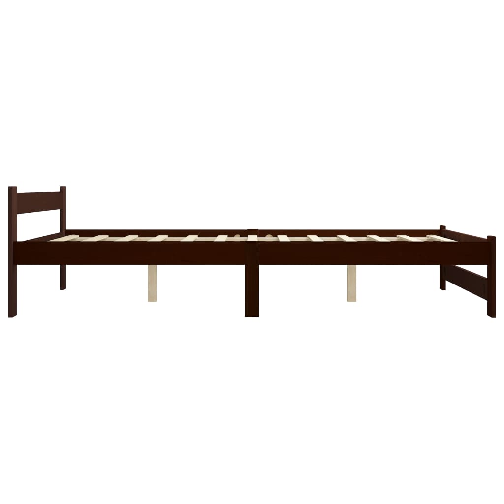 vidaXL Rama łóżka, ciemnobrązowa, lite drewno sosnowe, 180 x 200 cm