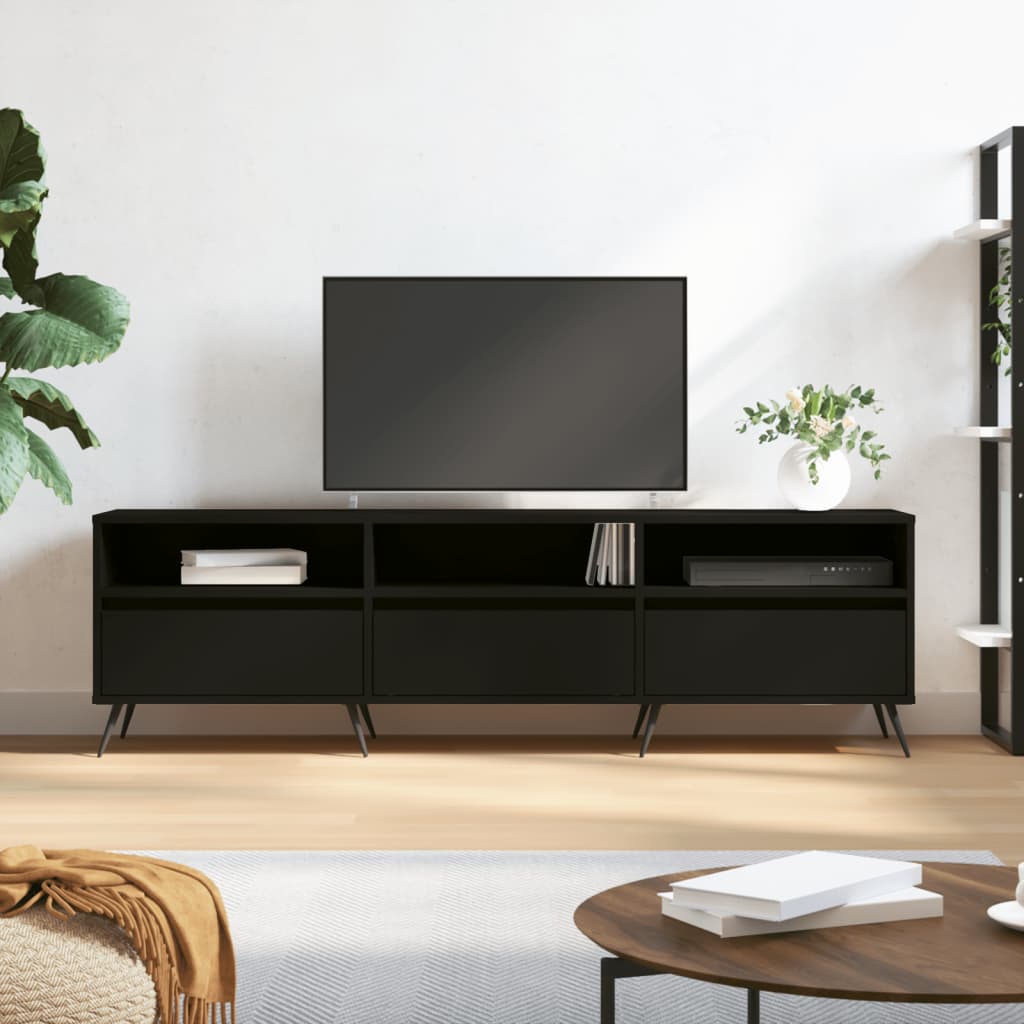 vidaXL Szafka pod TV, czarna, 150x30x44,5 cm, materiał drewnopochodny