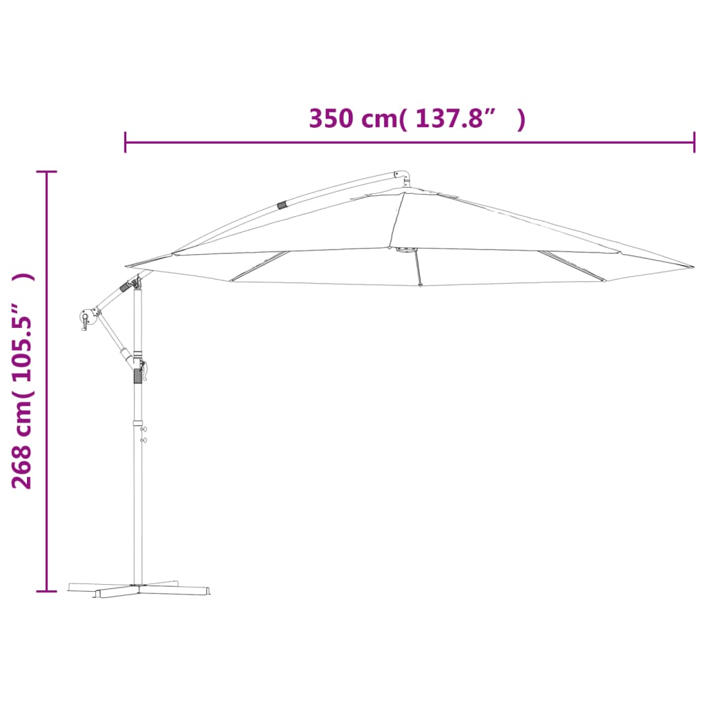 vidaXL Wiszący parasol ze słupkiem aluminiowym, 350 cm, terakotowy