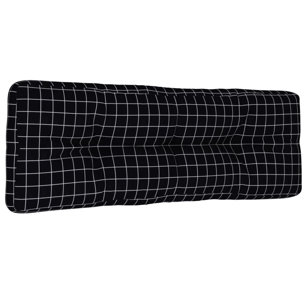 vidaXL Poduszka na palety, czarna w kratę, 120x40x12 cm, tkanina