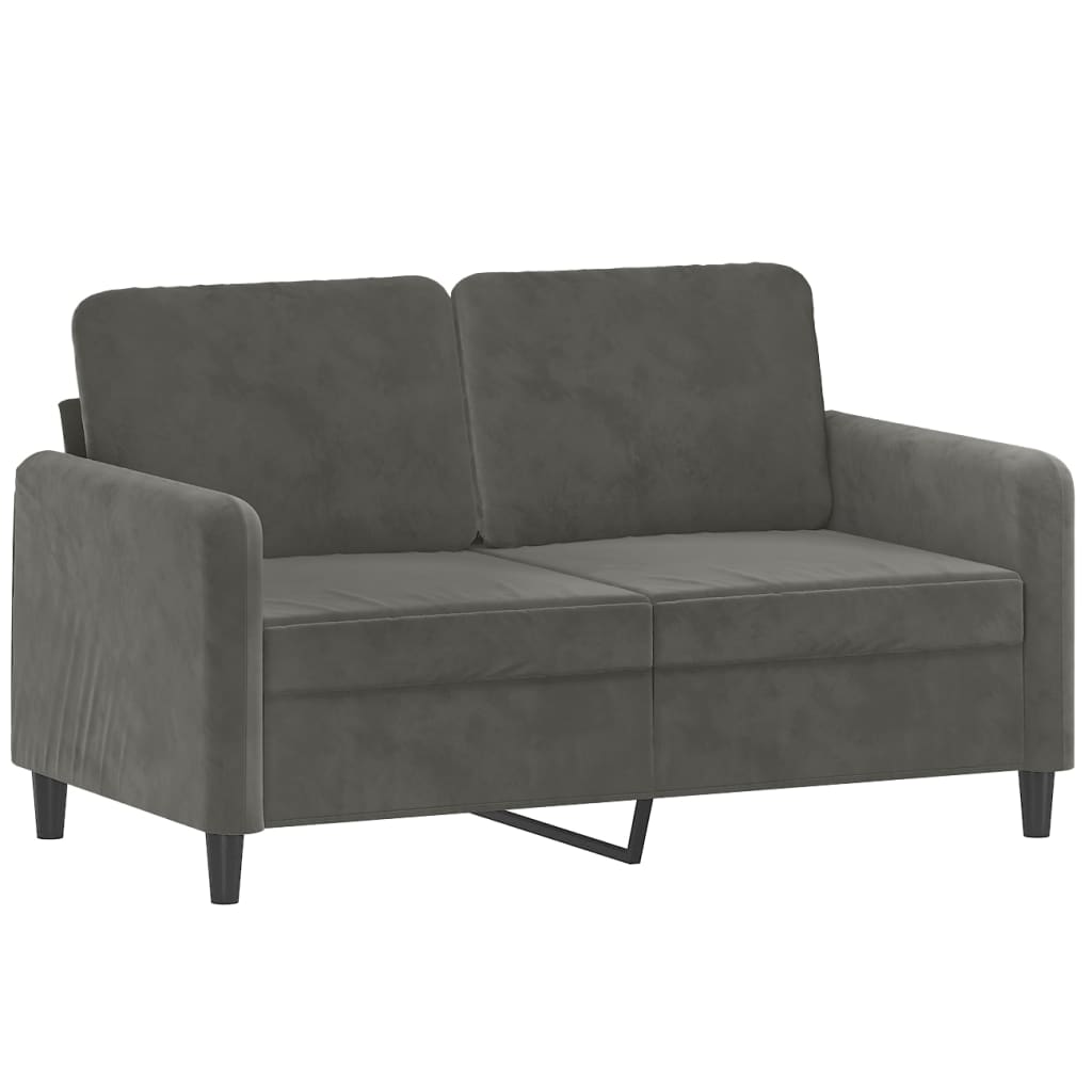 vidaXL 2-osobowa sofa z poduszkami, ciemnoszara, 120 cm, aksamit
