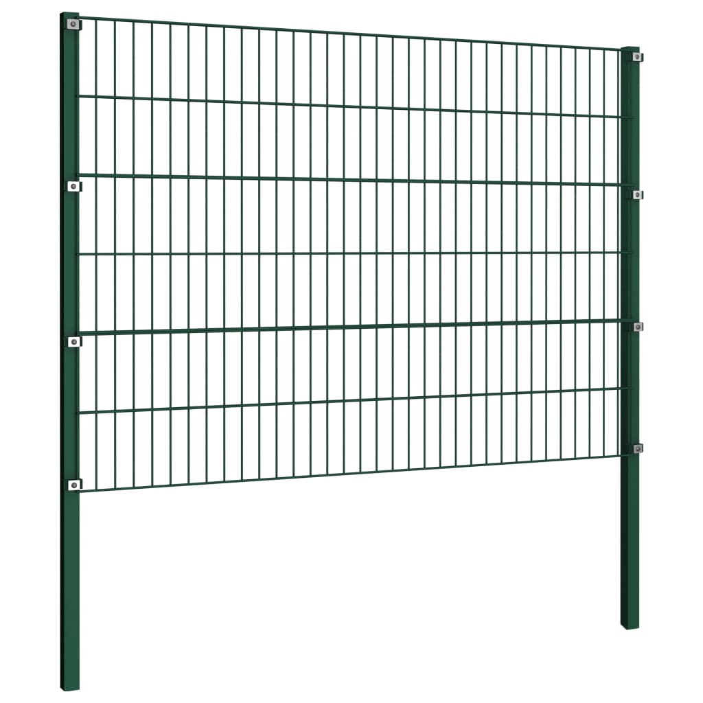 vidaXL Panel ogrodzeniowy ze słupkami, żelazny, 8,5 x 1,2 m, zielony