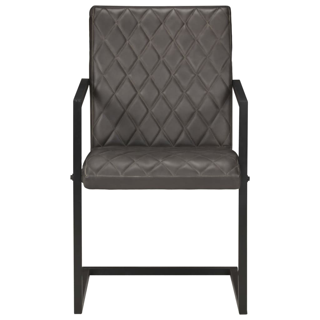 vidaXL Wspornikowe krzesła stołowe, 6 szt., szare, skóra naturalna