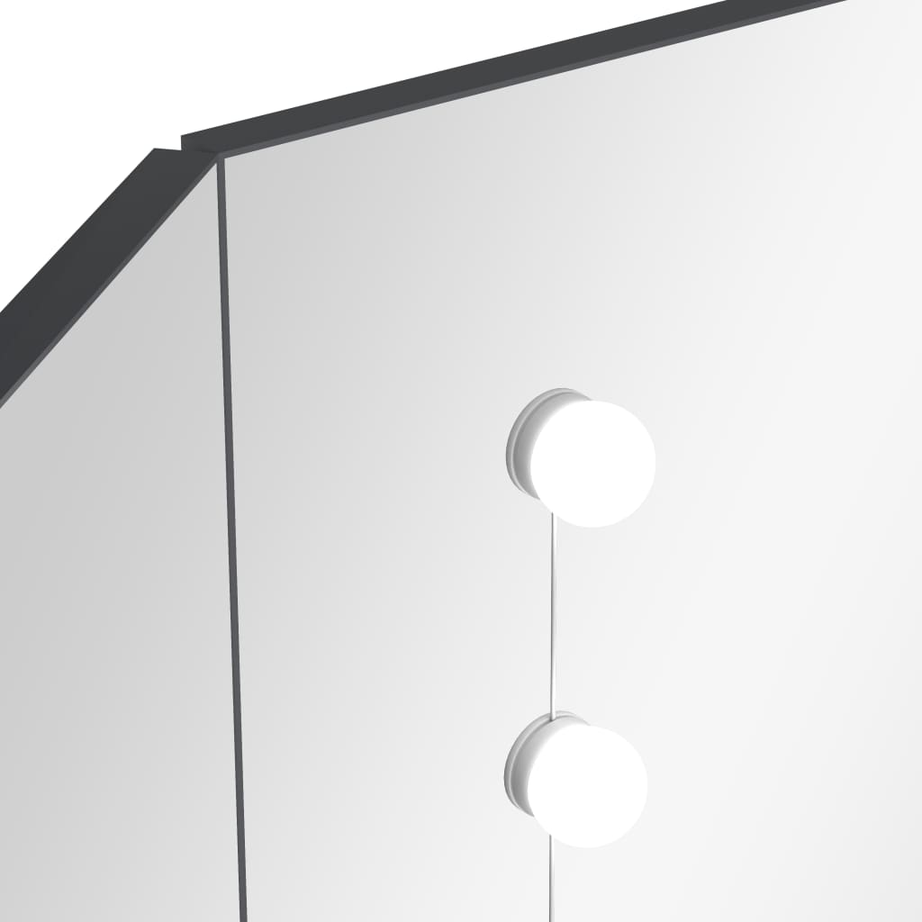 vidaXL Toaletka narożna z oświetleniem LED, szara, 111 x 54 x 141,5 cm