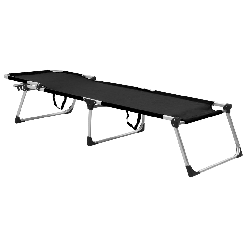 vidaXL Wysoki leżak dla seniora, składany, czarny, aluminiowy