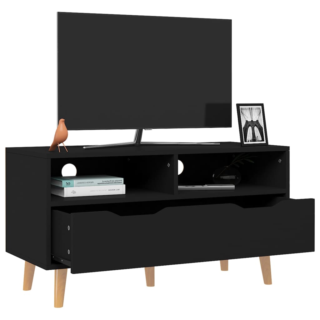 vidaXL Szafka pod TV, czarna, 90x40x48,5 cm, materiał drewnopochodny