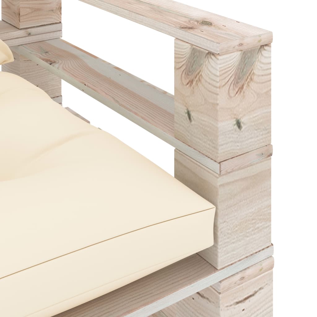vidaXL Sofa ogrodowa z palet, z kremowymi poduszkami, drewno sosnowe