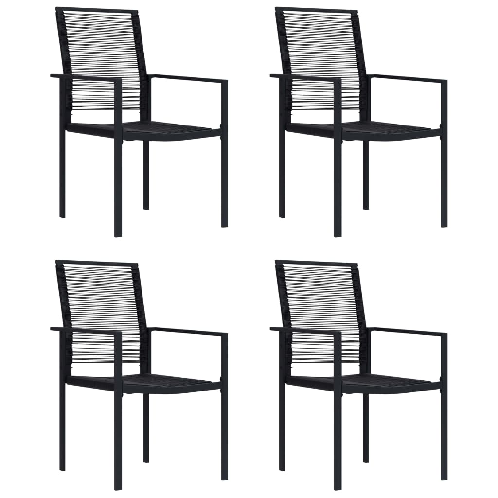 vidaXL Krzesła ogrodowe, 4 szt., rattan PVC, czarne