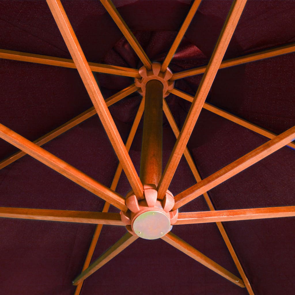 vidaXL Parasol ogrodowy, na jodłowym słupku, bordowy, 3,5x2,9 m